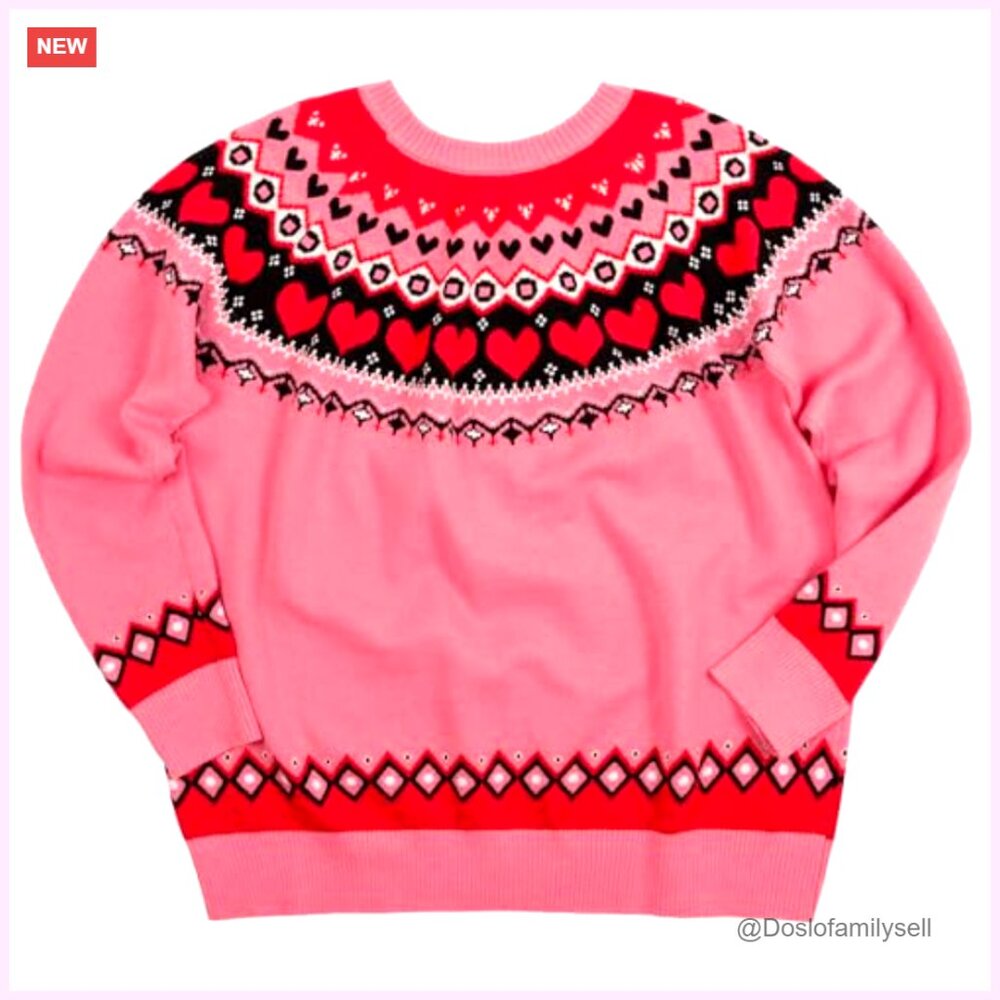 Heart Pattern Knitted Pullover Sweater Oversized … - image 2